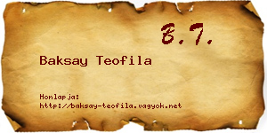 Baksay Teofila névjegykártya